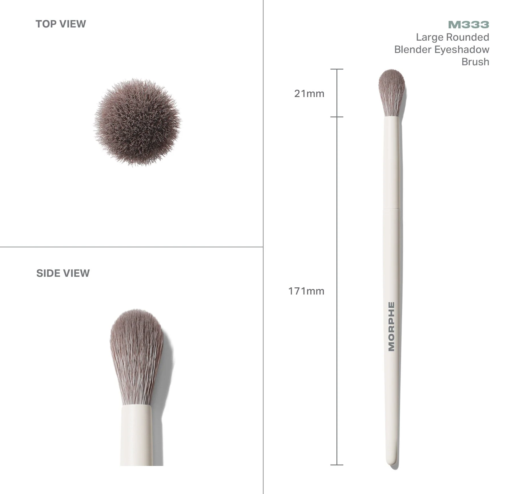M333 Large Rounded Blender Eyeshadow Brush - Image 4